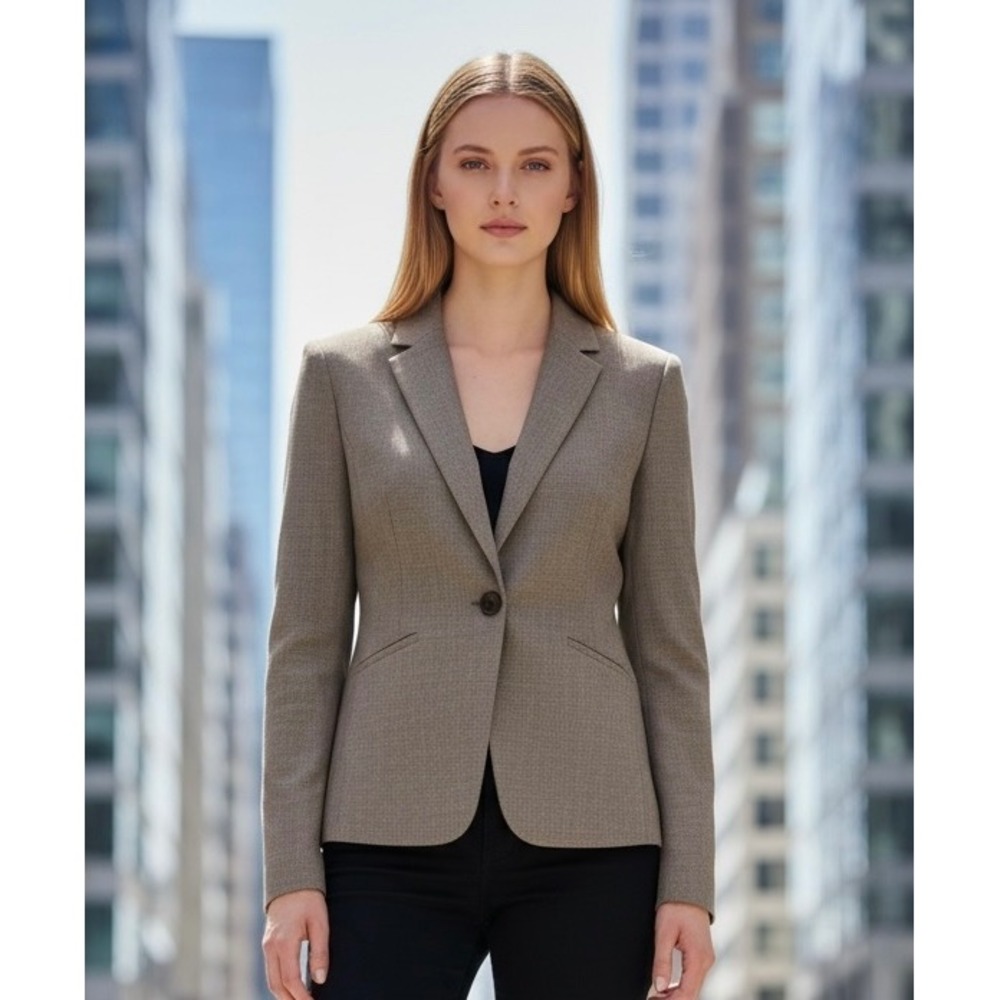 Ann Taylor Blazer Womens 4 Taupe Brown Single Button Professional Office